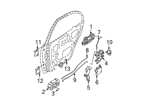 2002 Nissan Altima Rear Door Rear Door Outside Handle Assembly Right Diagram for 82606-8J001