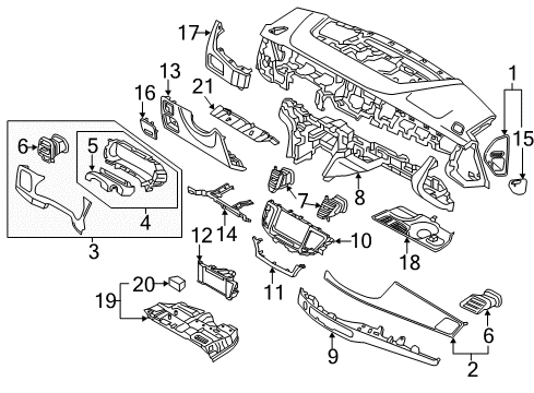2016 Hyundai Equus Cluster & Switches, Instrument Panel Panel Assembly-Crash Pad Lower, LH Diagram for 84750-3N800-RY