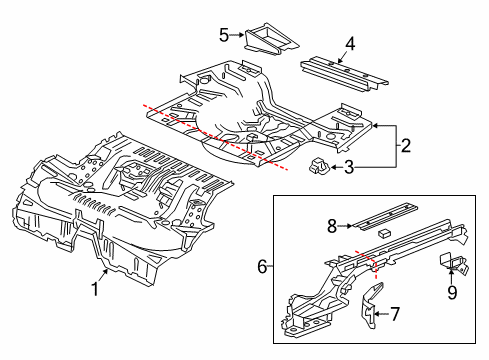 2014 Chevrolet Impala Rear Floor & Rails Panel, Rear Floor Diagram for 22970518
