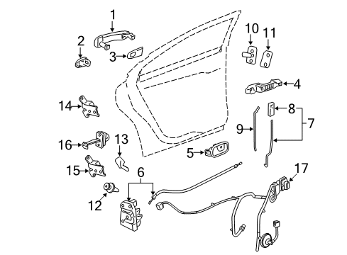 2008 Saturn Aura Rear Door - Lock & Hardware Latch Diagram for 22865519