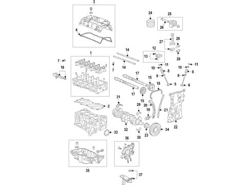 2020 Honda Accord Engine Parts, Mounts, Cylinder Head & Valves, Camshaft & Timing, Variable Valve Timing, Oil Pan, Balance Shafts, Crankshaft & Bearings, Pistons, Rings & Bearings Guide, Cam Chain Diagram for 14530-6A0-A01