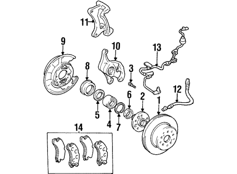 1995 Lexus SC300 Brake Components Mounting, Rear Disc Brake Cylinder, LH Diagram for 47722-24050