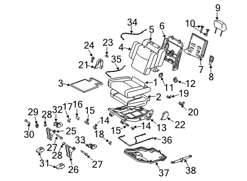 2003 Lexus GX470 Second Row Seats Pad, Rear Seat Cushion, RH Diagram for 71503-60010