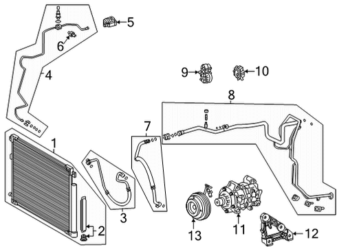 2020 Toyota Highlander A/C Condenser, Compressor & Lines Condenser Diagram for 88460-0E120