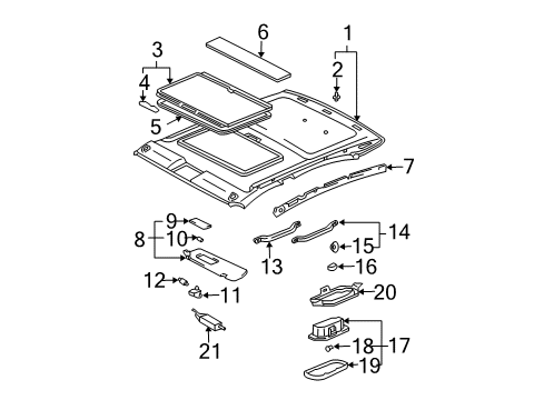 2004 Toyota Avalon Interior Trim - Roof Sunvisor Cover Diagram for 74317-AC010-A1