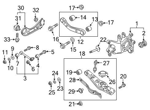 2017 Hyundai Tucson Rear Suspension Components, Lower Control Arm, Upper Control Arm, Stabilizer Bar Carrier Assembly-Rear Axle, LH Diagram for 52710-D3300