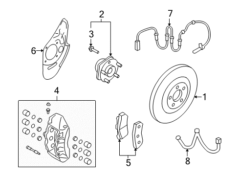 2021 Nissan GT-R Front Brakes Caliper Assy-Front LH, W/O Pad & Shim Diagram for 41011-6HT0A