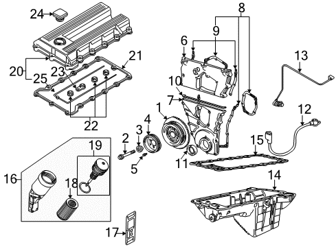 1998 BMW Z3 Engine Parts, Mounts, Cylinder Head & Valves, Camshaft & Timing, Variable Valve Timing, Oil Pan, Oil Pump, Adapter Housing, Crankshaft & Bearings, Pistons, Rings & Bearings Hex Bolt With Washer Diagram for 07119905528