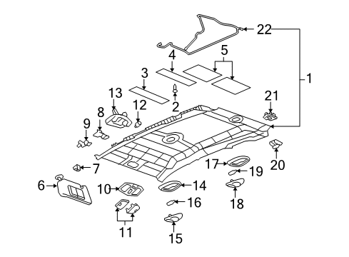 2008 Pontiac Torrent Interior Trim - Roof Headliner Diagram for 19206715