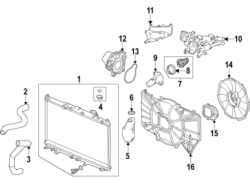 2019 Honda Accord Cooling System, Radiator, Water Pump, Cooling Fan *19016-5BA-A01 Diagram for 19030-5BA-A01