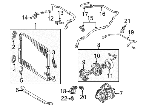 1998 Lexus LX470 A/C Condenser, Compressor & Lines Rear AC Tube Diagram for 88726-60570