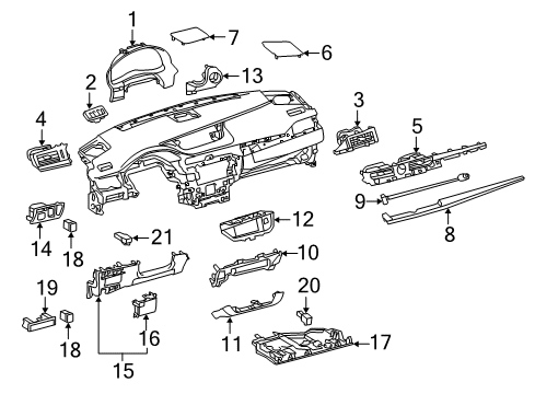 2018 Lexus ES300h Cluster & Switches, Instrument Panel Lamp Assembly, Interior Diagram for 81080-33310