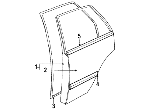 1990 Toyota Cressida Rear Door & Components, Exterior Trim Weatherstrip Diagram for 67871-22200