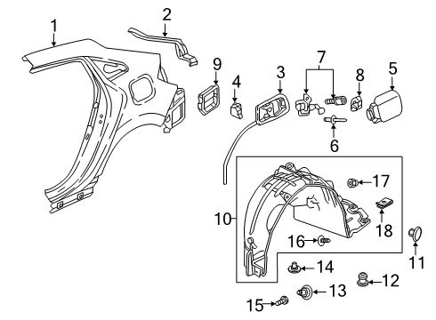 2017 Honda Civic Quarter Panel & Components, Exterior Trim Gasket, Fuel Adapter Diagram for 74483-TGG-A00