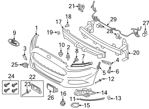 2013 Ford Fusion Front Bumper Side Trim Diagram for DS7Z-17B814-AA