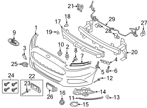 2013 Ford Fusion Front Bumper Emblem Diagram for DS7Z-8213-A