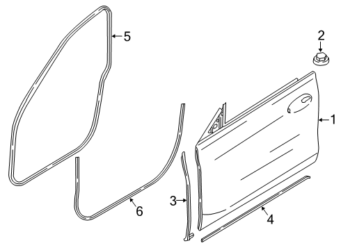 2019 BMW 640i xDrive Gran Turismo Front Door Sealing, Door Front Right Diagram for 51727475704