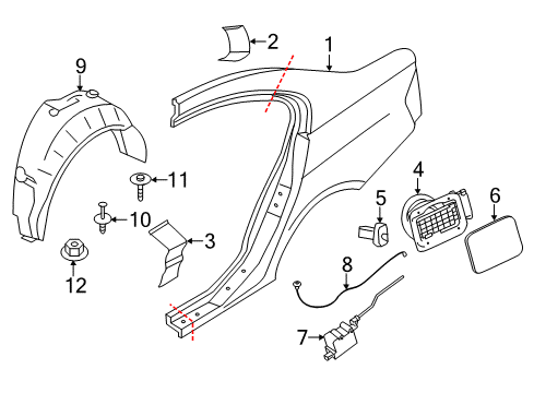 2014 BMW 328d Quarter Panel & Components Fill-In Flap, Primed Diagram for 41007238058