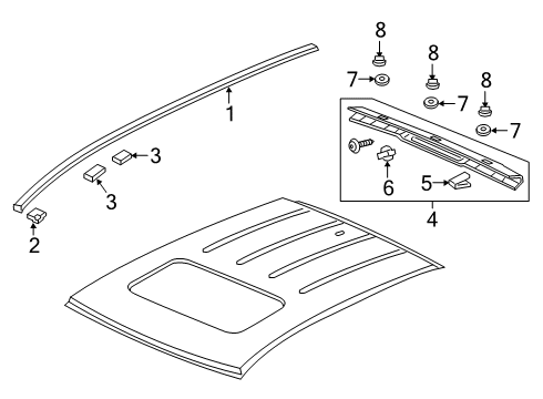 2017 Honda Ridgeline Exterior Trim - Roof Set Roof Garn*R561P* Diagram for 74311-T6Z-A01ZA