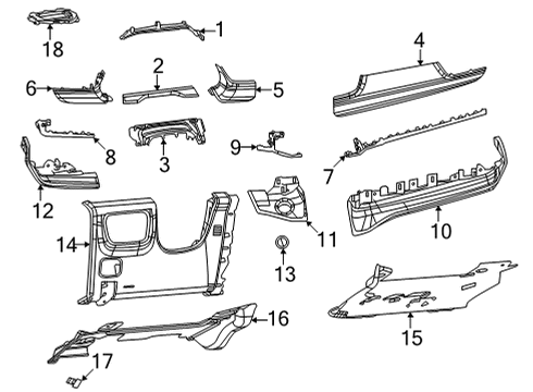 2021 Jeep Grand Cherokee L Cluster & Switches, Instrument Panel Bezel-Instrument Panel Diagram for 6PK50TX7AB