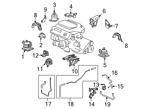 2010 Acura TL Engine & Trans Mounting Bracket, Front Engine Mounting Diagram for 50630-TK4-A00
