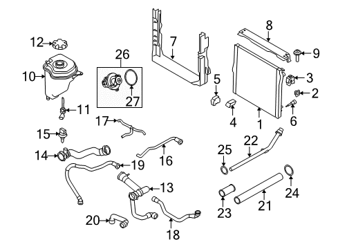 2008 BMW X5 Radiator & Components Coolant Hose Diagram for 17127536231