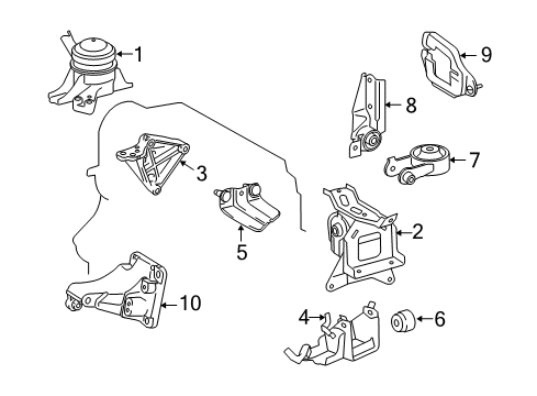 2013 Scion xD Engine & Trans Mounting Damper Diagram for 12351-21080