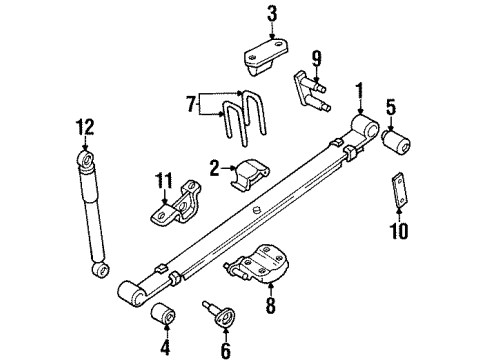 1990 Nissan D21 Rear Suspension Pin ASY Re Spring Diagram for 55210-01W00