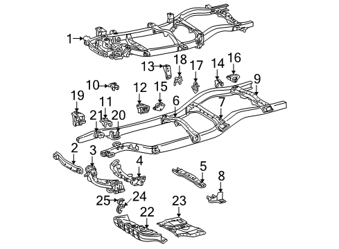 Diagram for 1998 Toyota Tacoma Frame & Components 