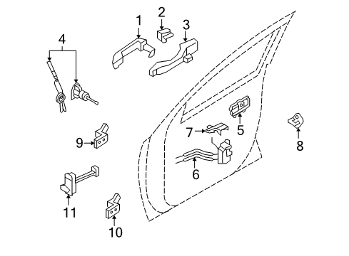 2012 Hyundai Veracruz Front Door Door Handle Assembly, Exterior Diagram for 82651-3J000