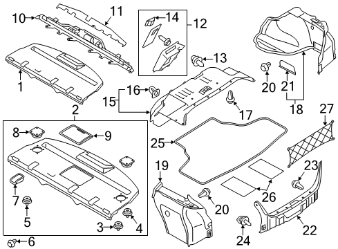 2014 Infiniti Q70 Interior Trim - Rear Body Clip-Finisher Diagram for 01553-09891