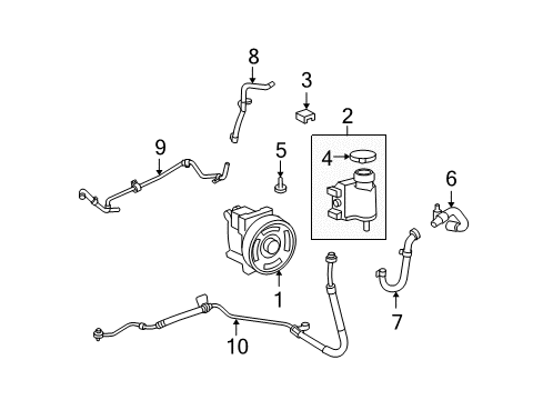 2007 Mercury Milan P/S Pump & Hoses, Steering Gear & Linkage Power Steering Pump Diagram for 6E5Z-3A696-AB