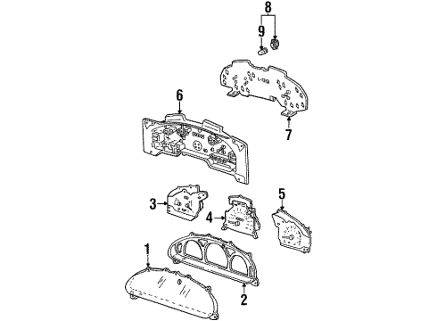 1998 Mercury Tracer Instruments & Gauges Cluster Cover Diagram for F7CZ-10890-AA