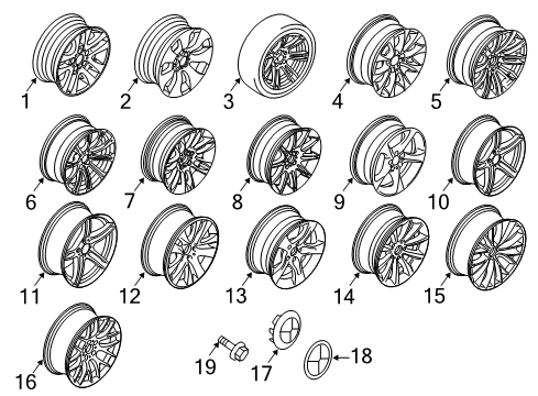 2013 BMW 328i xDrive Wheels Disc Wheel, Light Alloy, Bright-Turned Diagram for 36117844343