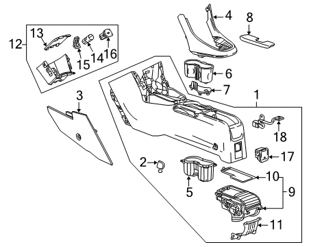 2014 Buick Encore Center Console Center Console Diagram for 95300722