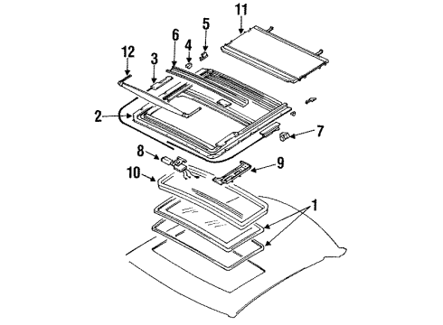 1992 Infiniti G20 Sunroof Weatherstrip-Lid Diagram for 91246-50J10