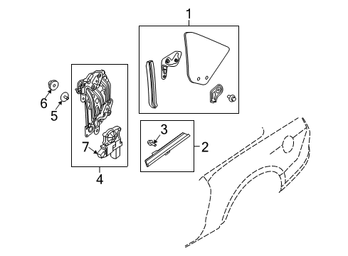 2011 Ford Mustang Quarter Panel - Glass & Hardware Weatherstrip Diagram for BR3Z-76297B07-A