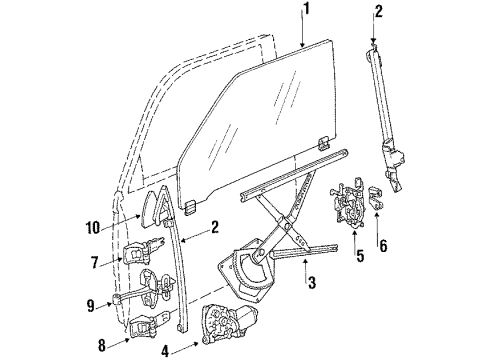 1987 BMW 535i Front Door - Glass & Hardware Window Motor Right Diagram for 51331375404