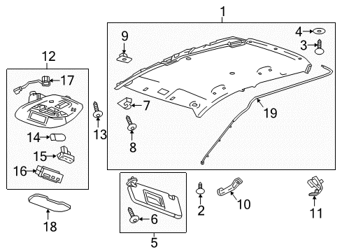 2022 Chevrolet Spark Interior Trim - Roof Dome Lamp Assembly Diagram for 42729188