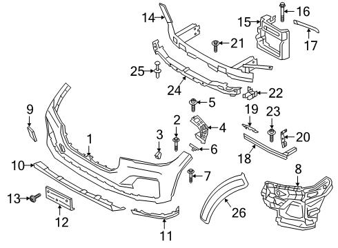 2022 BMW X7 Bumper & Components - Front Side Marker Reflector Right Diagram for 63147437084