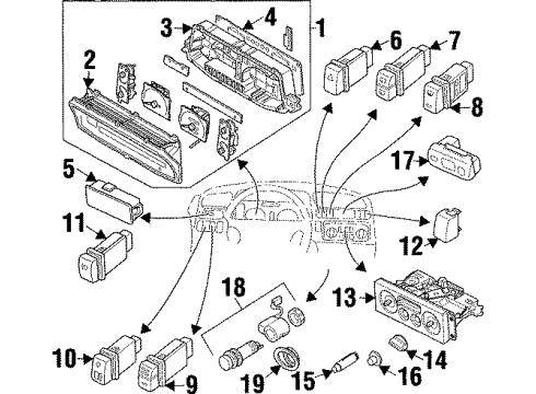 1997 Acura SLX A/C & Heater Control Units Switch, Heater Control Lever Diagram for 8-97061-915-2