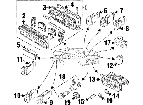 1997 Acura SLX Switches Switch Door Diagram for 8-97146-195-1