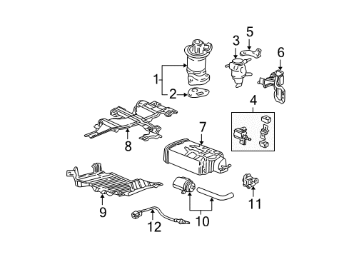 2001 Acura MDX Emission Components Canister Assembly Diagram for 17011-S3V-A00