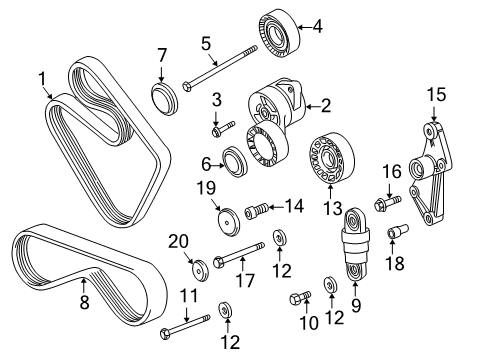 1999 BMW Z3 Belts & Pulleys Hydraulic Belt Tensioner Diagram for 11281717188