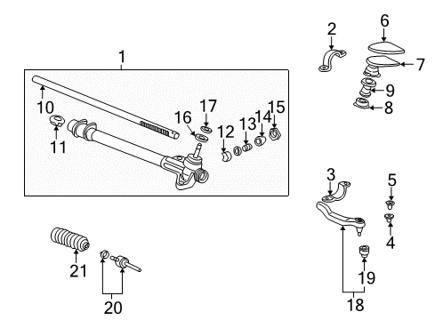 1999 Honda Civic Steering Column & Wheel, Steering Gear & Linkage Rack, Steering Diagram for 53427-S04-A01