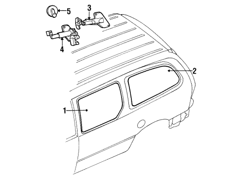1996 Chrysler Town & Country Side Panel - Glass & Hardware WEATHERSTRIP-Rear Aperture Panel Rear Glass (S Diagram for 4675364