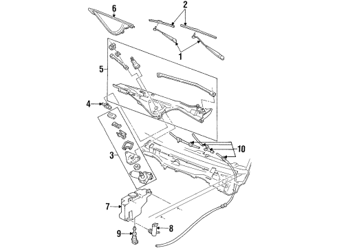 1992 Mercury Grand Marquis Wiper & Washer Components Wiper Arm Diagram for F2AZ17526A