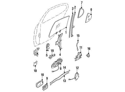 1995 Infiniti J30 Rear Door Weatherstrip-Rear Corner, LH Diagram for 82273-10Y00