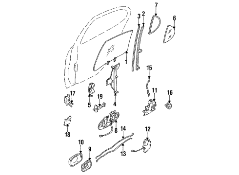 1995 Infiniti J30 Rear Door Motor Assy-Regulator, RH Diagram for H0730-52C07