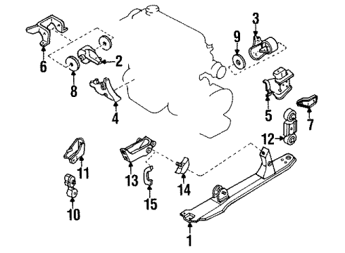 1987 Nissan Stanza Engine & Trans Mounting Engine Mounting Bracket, Front Left Diagram for 11253-D4010